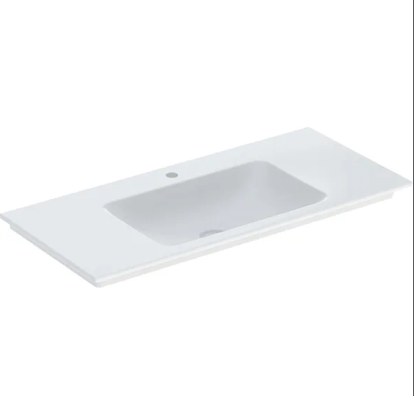 Geberit ONE vanity basin, vertical outlet: B=105cm, T=48cm, Tap hole=central, Overflow=without, white / KeraTect  505.010.01.4