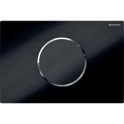 Geberit 242.792.16.1 Sigma10 flush plate round, for WC flush control with electronic flush actuation, screwable Plate black matt / easy-to-clean coated, Design ring/-s black / glossy