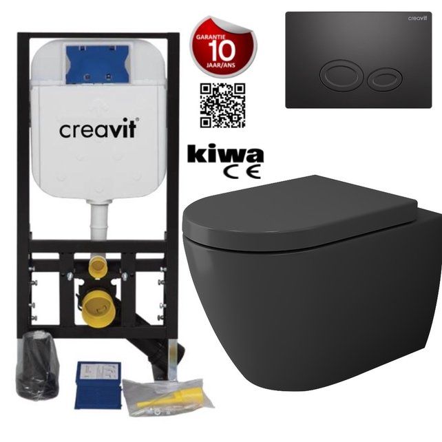 Hanging Toilet Set Complete Wall Closet Bocchi Jet-Flush Mat Anthracite Rimless incl Toilet seat  2603b7cc-5d90-1e3f-3500-9f109af64f53