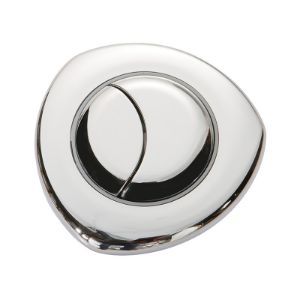 The Siamp and Twyford dual flush push button features a pneumatic mechanism, designed for efficient water usage. It is compatible with various toilet systems and presents a stylish chrome finish. This button offers a modern and practical solution for cont