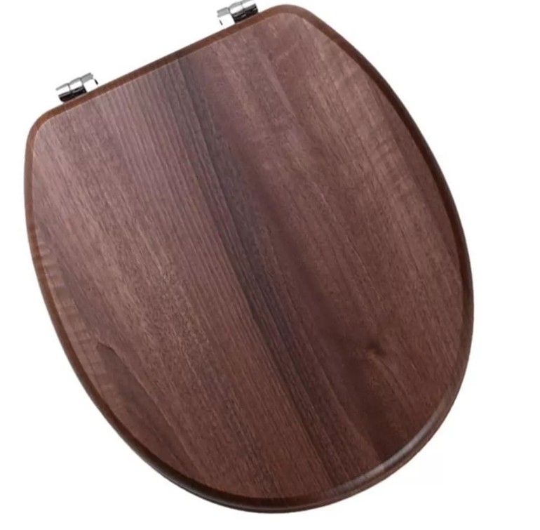 Sherwood Soft Close Toilet Seat with Chrome Hinges - Dark Walnut 34.01205