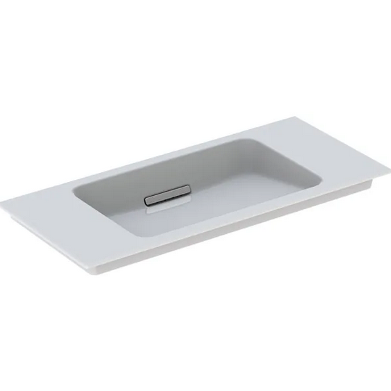 ONE vanity basin: B=90cm, KeraTect / white , bright brushed  500.395.01.2