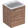 Selnova Square 55 cm Slim Basin & Two Drawer Vanity Unit, Hickory  501.234.00.1
