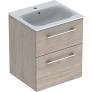 Selnova Square 55 cm Slim Basin & Two Drawer Vanity Unit, Light Hickory 501.235.00.1
