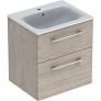 Selnova Square 60 cm Slim Basin & Two Drawer Vanity Unit, Light Hickory  501.239.00.1