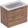 Selnova Square 80 cm Slim Basin & Two Drawer Vanity Unit, Hickory 501.242.00.1