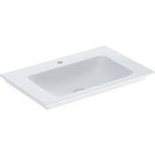 Geberit ONE vanity basin, vertical outlet: B=60cm, T=48cm, Tap hole=without, Overflow=without, white / KeraTect  505.011.01.1