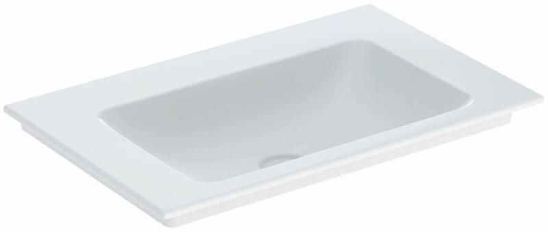 Geberit ONE vanity basin, vertical outlet: B=75cm, T=48cm, Tap hole=without, Overflow=without, white / KeraTect  505.011.01.2