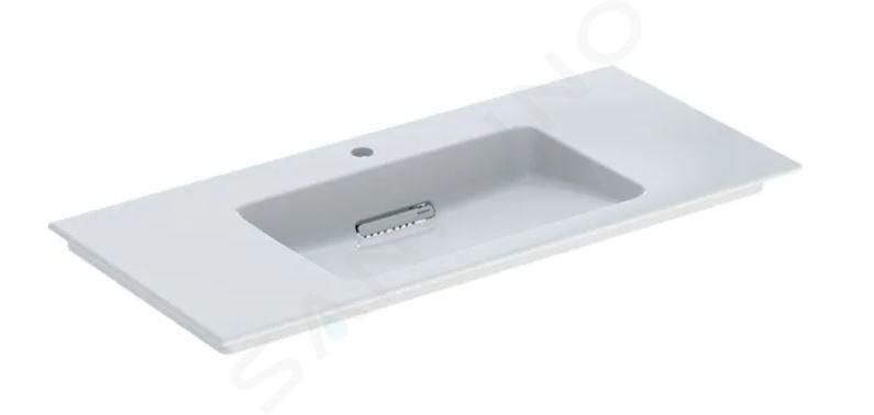 Geberit ONE vanity basin, horizontal outlet: B=105cm, T=48cm, Tap hole=central, Overflow=without, white / KeraTect, glossy white   505.015.00.1