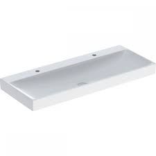 Geberit ONE washbasin, vertical outlet: B=120cm, T=48cm, Tap hole=left and right, Overflow=without, white / KeraTect  505.022.01.5
