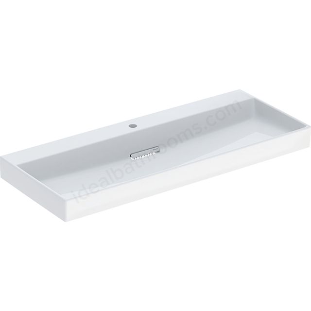 Geberit ONE washbasin, horizontal outlet: B=120cm, T=48cm, Tap hole=central, Overflow=without, white / KeraTect, glossy white   505.048.00.1