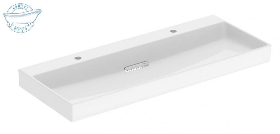 Geberit ONE washbasin, horizontal outlet: B=120cm, T=48cm, Tap hole=left and right, Overflow=without, white / KeraTect, glossy white   505.049.00.1