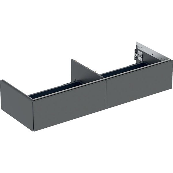 Geberit ONE cabinet for washbasin, with two drawers: Washbasin width=135cm, H=26.6cm, T=47cm, black / matt coated  505.076.00.8