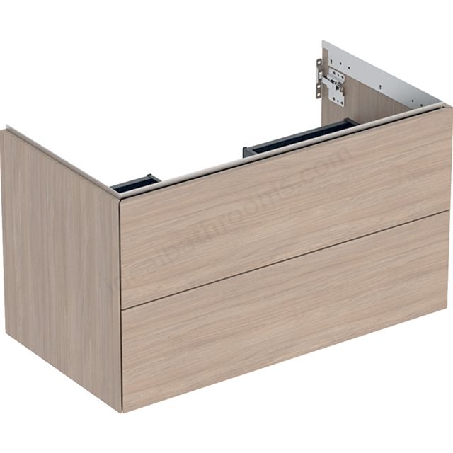 Geberit ONE cabinet for washbasin, with two drawers: Washbasin width=90cm, H=50.4cm, T=47cm, oak / wood-textured melamine  505.263.00.5