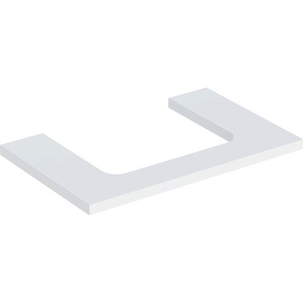 Geberit ONE washtop, central cut-out, for lay-on washbasin: B=75cm, H=3cm, T=47cm, white / high-gloss coated  505.282.00.1