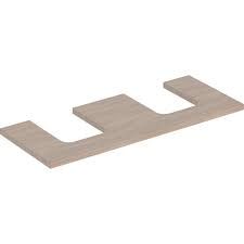 Geberit ONE washtop, double cut-out, for lay-on washbasin, bowl shape: B=120cm, H=3cm, T=47cm, oak / wood-textured melamine  505.335.00.5