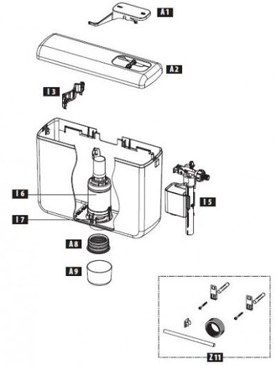 SCHWAB FLUSH VALVE  FOR COMPACT IRIS CISTERN SCHWAB 635738 FIG L6 / 3838912039729