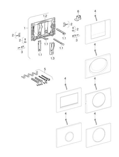 Spare Parts 817.758.00.0 for Geberit Flush plates Sigma, Rumba, Mambo,Tango, for stop-and-go flush  2000