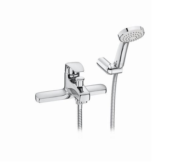 Roca Monodin deck-mounted bath-shower mixer with handset, hose and bracket A5A1807C00
