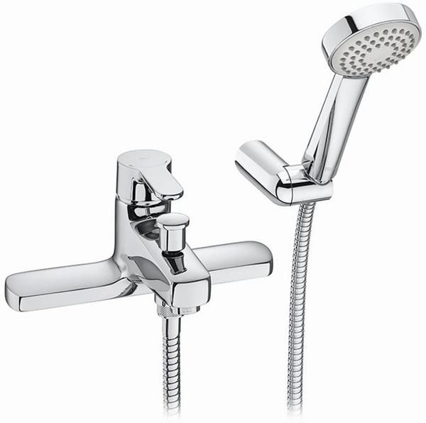 Roca L20 deck-mounted bath-shower mixer with handset, hose and bracket A5A1809C00