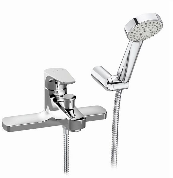 Roca Atlas deck-mounted bath-shower mixer with handset, hose and bracket A5A1890C00