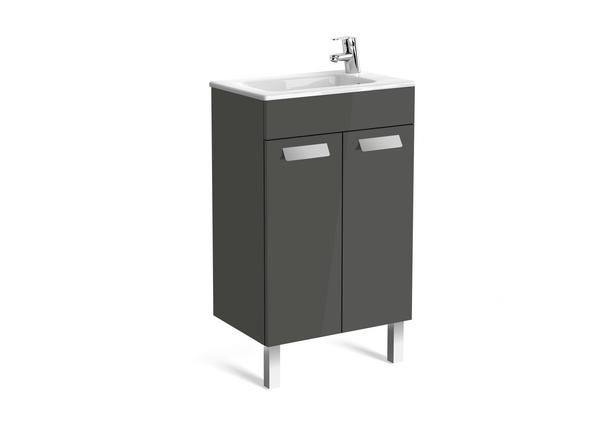 Roca Debba basin and compact base unit 505 x 360mm - 2 soft-close doors - gloss anthracite grey A855900153