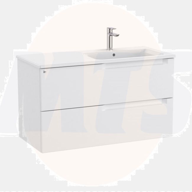 Roca Aleyda Unik Wall-hung Vanity Unit with Two Drawers and Right-handed Basin (1000mm)