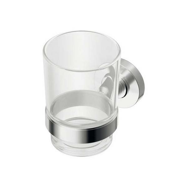 Ideal Standard IOM tumbler and holder - transparent glass/chrome A9121AA