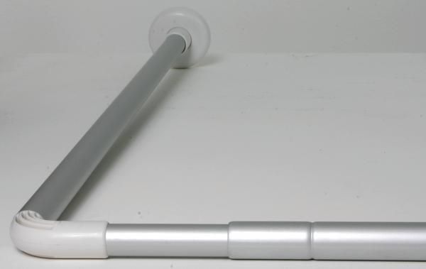 Designed specifically for corner installations. Screw-fit wall brackets ensure a firm fit. The fixed width of the rods is 740 mm, and the rod length extends from 1100 mm to 2000 mm.  Product features   Designed specifically for corner installations, scre