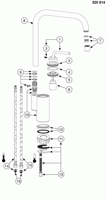 BLANCO AJARIS Lever Chrome 121792 Post 01/2015	 Models Diagram Item No 1