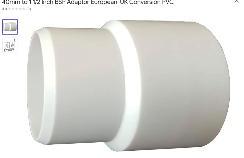 Wirquin 39452001 40mm- 1 1/2 Waste Adaptor