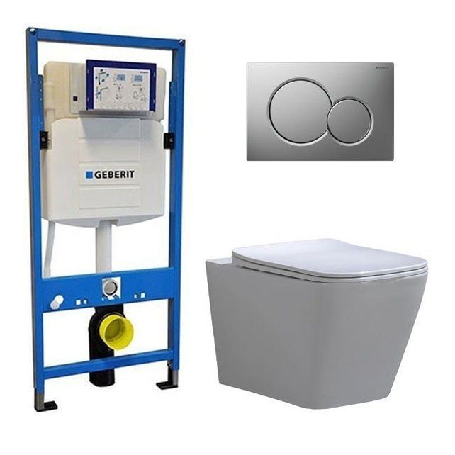 Geberit UP 320 Toilet set -Alexandria Flatline Sigma-01 Gloss Chrome -Built-in WC Wall-mounted toilet DC2462