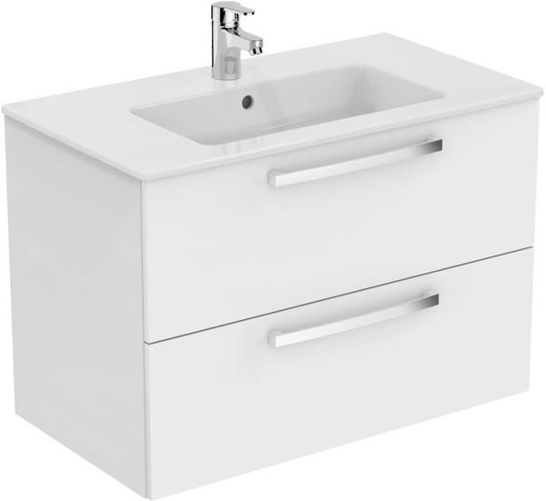 Ideal Standard  Tempo 800mm wall hung vanity basin unit with 2 drawers - Gloss White  E3242WG