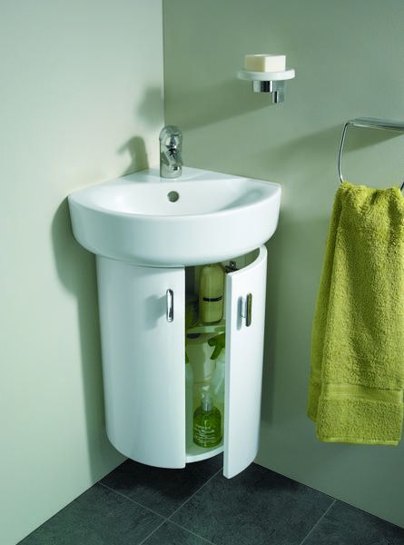 Ideal Standard Spares Concept 370 x 380mm wall hung corner basin unit with two doors - Gloss White -E6848WG