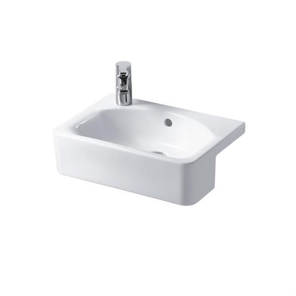 Ideal Standard Concept Space Cube 50cm short projection semi countertop basin - glazed back edge - one left hand taphole E779801
