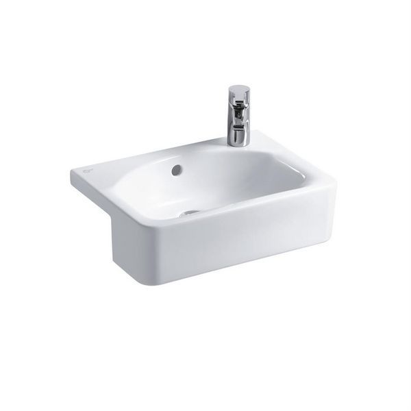 Ideal Standard Concept Space Cube 50cm short projection semi countertop basin - glazed back edge - one right hand taphole E779901