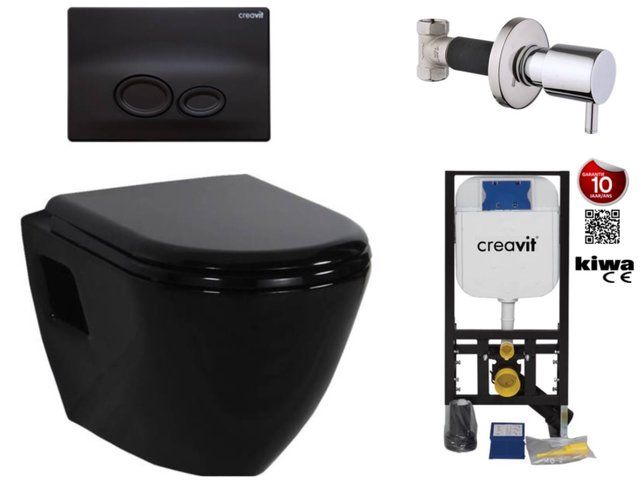 wall-hung toilet set gloss black with bidet creavit tp325 black concealed cistern, bidet tap and control panel black toilet seat soft close. fb89a215-c888-4f78-511c-c8e7036e2562