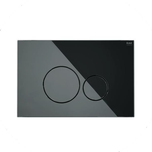 RAK Ecofix Black Glass Fp With Round Push Plates FSRAKPPL010 Bathroomsuites