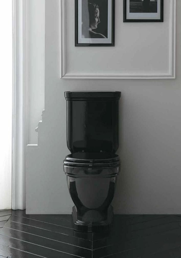 Galassia Ethos Black polyester / wooden seat-cover Standard Close, chromed hinges 8495NE