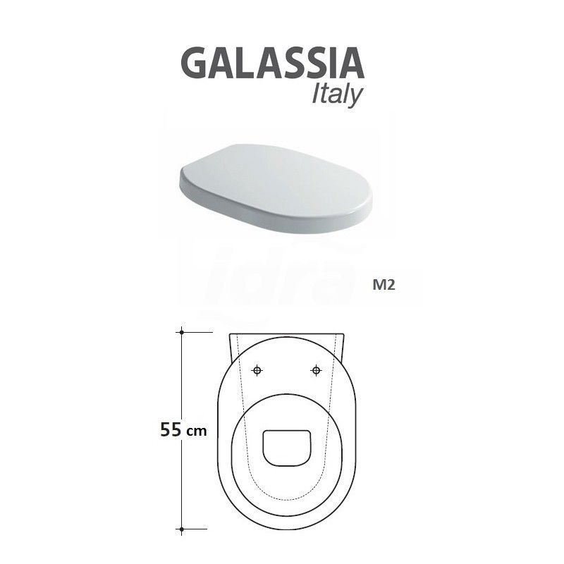 GALASSIA M2 Series 5225 Slow Closing Seat For Toilet Bowl 55 Cm. White Finish 5225