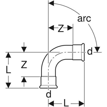 Geberit Mapress CSt. Bend FKM 45 d22mm Stock No. 51224