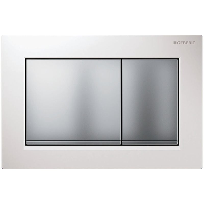 Geberit Omega30 Dual Flush Plate - White Matt Chrome 115.080.KL.1