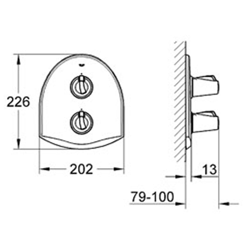 Grohe Chiara Chrome Thermostatic Bath Shower Mixer Trim Set 19160000