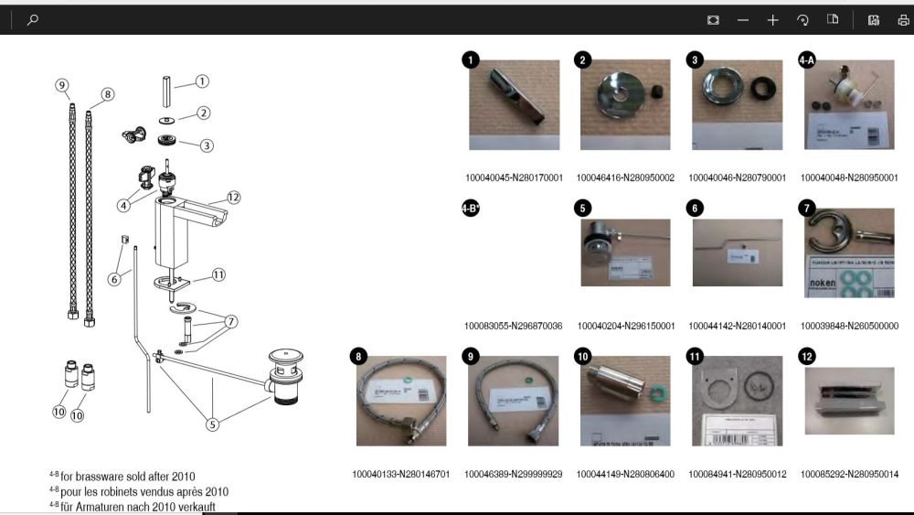 Noken Porcelanosa Nora Tap spare 100040045-N280170001 (Spare Fig 1)