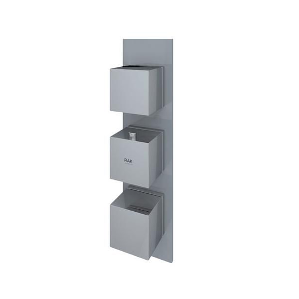 RAK Feeling Sq Dual Outlet Therm Conc Shwr Valve RAKFSV2503S Bathroomsuites
