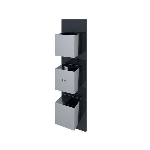 RAK Feeling Sq Dual Outlet Therm Conc Shwr Valve RAKFSV2504S Bathroomsuites