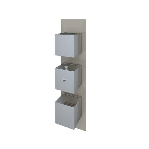 RAK Feeling Sq Dual Outlet Therm Conc Shwr Valve RAKFSV2514S Bathroomsuites