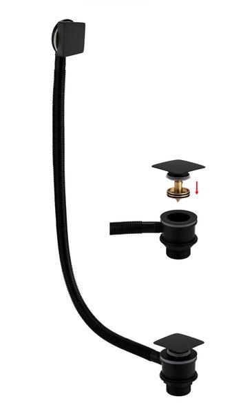 Sq Bath Clicker Waste And Overflow In Black RAKL9022SQB Bathroomsuites