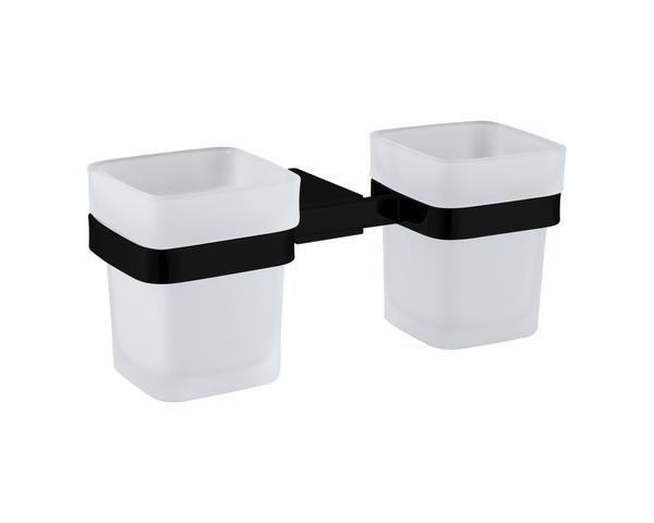 RAK Moon Double Tumbler In Black RAKMOO9904B Bathroomsuites