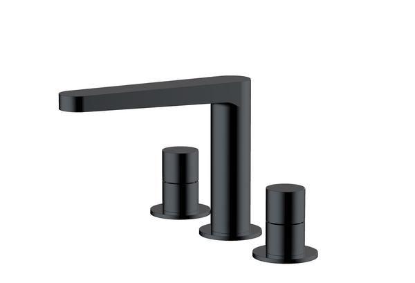 RAK Petit Round Dm 3 Hole Bsn Mxr In Matt Black RAKPER3011B Bathroomsuites
